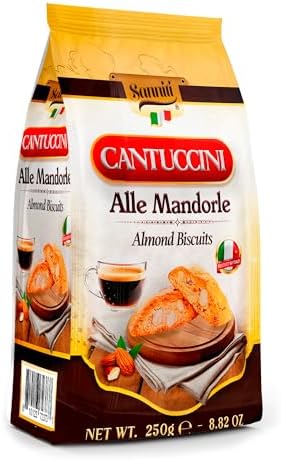 Sanniti Cantuccini Almond Biscuits | Traditional Italian Cookies with Almonds | Product of Italy, 8.8 oz (250g) (Pack of 6)