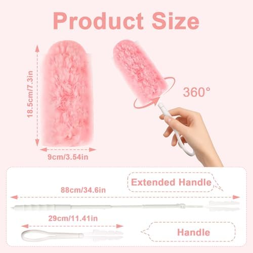 40 Pack Duster Refills Compatible with Flash Dust Magnet,360° Duster Refills Kit with 2 Handles,Effectively Removes Dust,Disposable Fluffy Dusters Magnet Refills for Cleaning Furniture, Office,Blinds