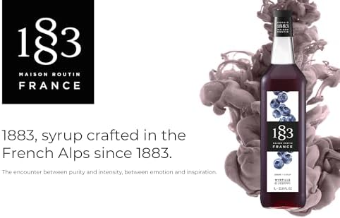 1883 Blueberry Syrup for Drinks, Made in France, 1 Liter Plastic Bottle