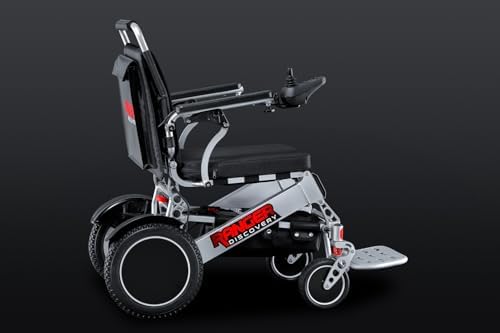 Porto Mobility Ranger Discovery Lightweight Foldable Weatherproof Exclusive Electric Wheelchair, Portable, Brushless Powerful Motors, Dual Battery, All Terrain (Silver, Standard)