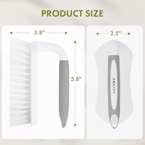Amazer Scrub Brush for Cleaning Comfort Grip Shower Scrubber Flexible Stiff Bristles with Handle Heavy Duty Cleaner Brush for Tub Sink Carpet Floor - Pack of 2 (Grey+Grey)