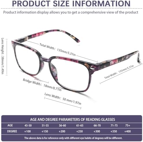 5 Pack Reading Glasses Blue Light Blocking for Women,Computer Readers with Spring Hinge