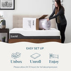Lucid 3 Inch Lavender Memory Foam Mattress Topper, Queen Size – Essential Oil Infusion – Deep Plush Feel, Pressure-Relieving Bed Topper – Ventilated and Breathable – CertiPur Certified