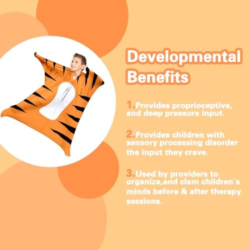 Cute Tiger Autism Movement Stretchy Sensory Body Socks - ADHD and Improve Sensory Processing Sox - Help Children with Autism (Small)