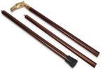 Ajuny Wooden Walking Stick for Men Women Seniors Lightweight Detachable Handmade Cane with Decorative Brass Handle Unique Gift for Adults