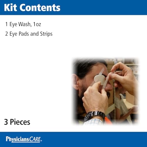First Aid Only 5-Piece Eye Wash Kit with Oval Eye Pads, First Aid Adhesive Strips & Emergency Eye Rinse