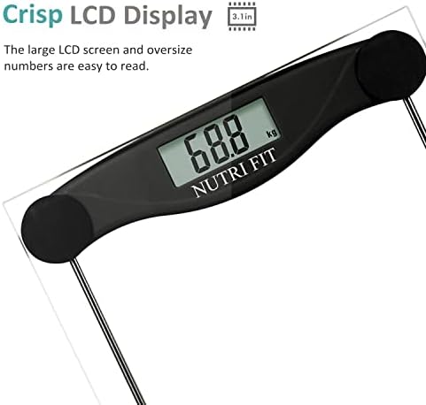 Digital Bathroom Scale for Body Weight Accurate, Smart Weighing Scale Bath Electronic Scale Kg for Weight Loss, 330lbs Capacity, Large Display, Black