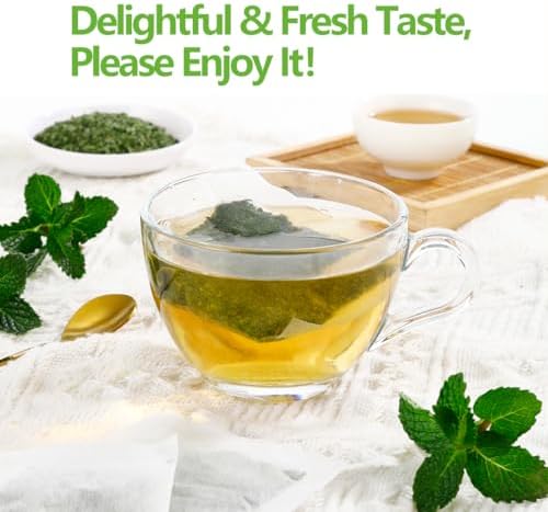Premium Peppermint Tea Bags, 100 Tea Bags, Made with 100% Natural Peppermint Leaves, No Additives & Caffeine Free.
