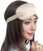 Silk Eye Mask for Sleeping - Satin Eye Cover with Silk Storage Bag Beige