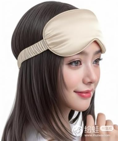 Silk Eye Mask for Sleeping - Satin Eye Cover with Silk Storage Bag Beige