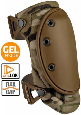 ALTA 50453.16 AltaFLEX Gel Insert Heavy Duty Knee Protector Pad, MultiCAM Cordura Nylon Fabric, AltaLOK Fastening, Flexible Cap, Long, Coyote