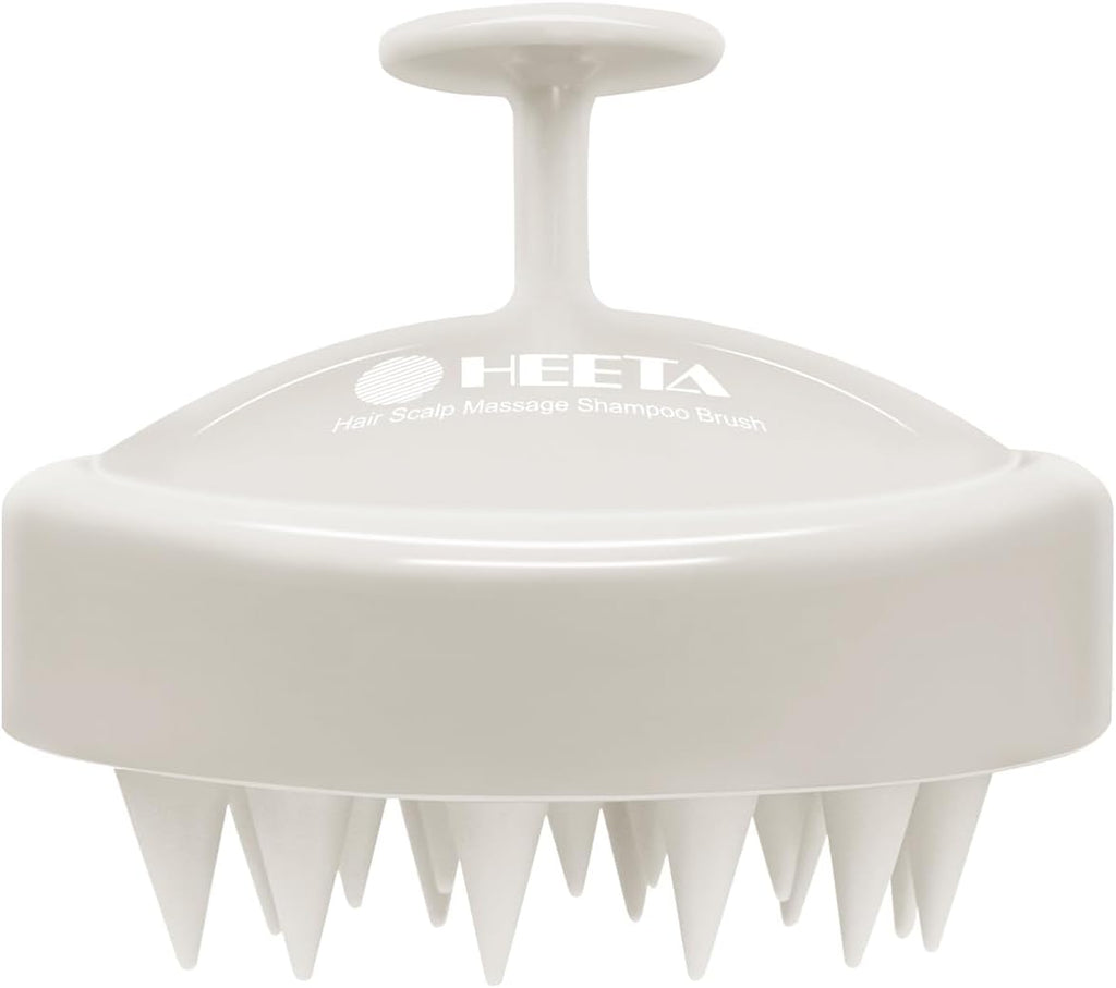 HEETA Scalp Massager Hair Growth, Soft Silicone Scalp Scrubber Shampoo Brush for Exfoliation, Dandruff Removal Head Massage Stress Relax, Wet & Dry Use for Thick Thin Curly Hair Care, Beige
