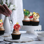 42Pcs Edible Christmas Cupcake Toppers Wafer Paper Christmas Ball Cupcake Picks for Christmas Party Holiday Supplies