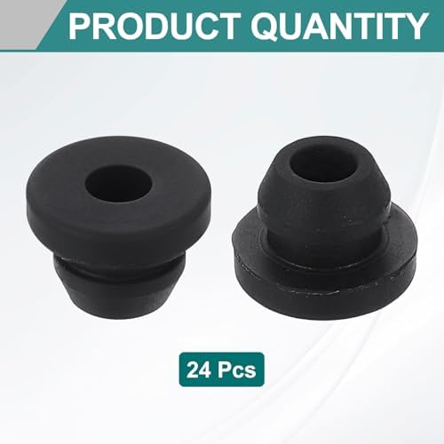 uxcell 24Pcs Rubber Grommets, Mount Dia 6mm ID 3.5mm Snap Firewall Hole Plug, Anti-Scratch Hole Cover Plug for Electrical Box Cable Wiring, Black