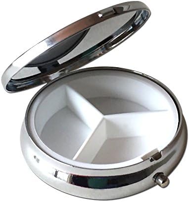 Leopard Print Round 3-Compartment Chrome Pill Box – Metal Travel Medicine Organizer for Pills, Vitamins, and Small Items – Durable, Compact Pill Case