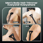 Back Shavers for Men with Foldable Long Ergonomic Handle: DIY Hair Shaver, Replaceable Safety Blade & Portable Razor Groomer for Men, Wet & Dry Shaving-Black (8PCS Blades Included)