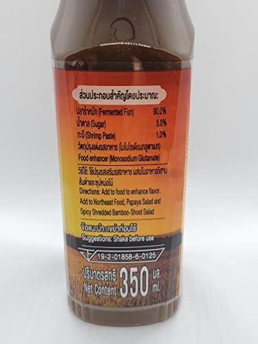 Sunaree Thai Fermented Fish Sauce Nam Pla La Authentic Brand from Thailand Papaya Salad dressing (350ml, 3)