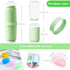 Toothbrush Travel Case 4 Cups Inside - Family Travel Toothbrush Holder with Cover and Vent Holes, Toothbrush Case with 5 Toothbrush Covers for Toothbrush Toothpaste (Green)