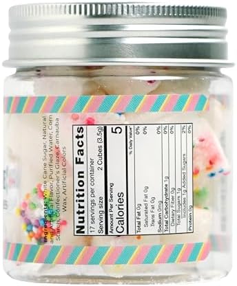 Bear Necessities Gourmet Sugar Cubes – Birthday Cake Flavor Infused Sugar Cubes Handcrafted w/Pure Cane Sugar – Perfect for Tea, Coffee, Desserts, & Parties - 70g Jar - About 35 Cubes