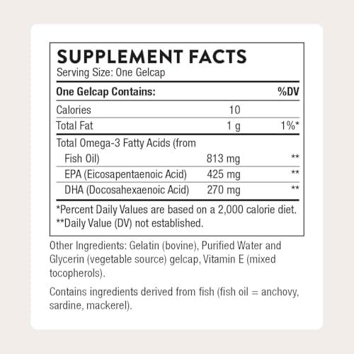 THORNE - Super EPA - Omega-3 Fish Oil Supplement with EPA & DHA from Sustainably Sourced Fish - Supports Brain, Skin, Joint & Heart Health* - Third-Party Certified - Gluten & Dairy-Free - 90 Softgels