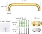 12 Inch Stainless Steel Shower Grab Bar, ZUEXT Gold Shower Handle, Bathroom Balance Bar, Safety Hand Rail Support Bar for Handicap Elderly Injury, Senior Assist Bath Tub Wall Concealed Mount Handle
