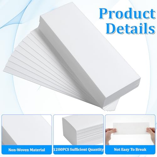 SHENLIU 1200 Pcs Wax Strips Non Woven, 7.67 x 2.63 Inches Large Skin Body Facial Hair Removal Soft Bikini Waxing Strips Paper for Women Men Arm Leg Underarm Face Eyebrow Armpit Chest Back