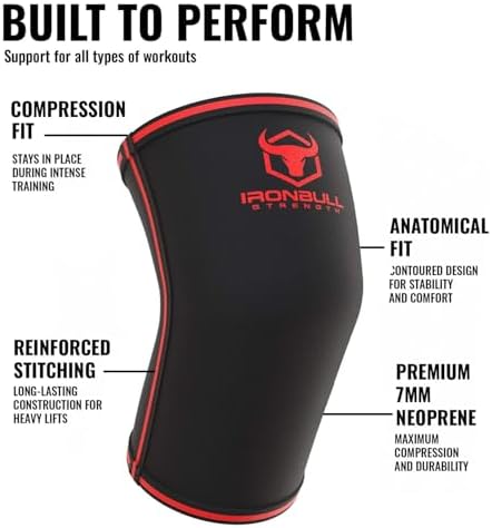 Elbow Sleeves 5mm (1 Pair) - High Performance Elbow Sleeve Support for Weightlifting, Weight Training & Powerlifting - Best Compression Straps - for Men and Women (Small, Black/Red)