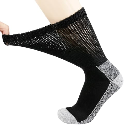 4 Pairs of Diabetic Extra Thick Warm Cotton Socks, Triple Cushioned Crew Slipper Socks