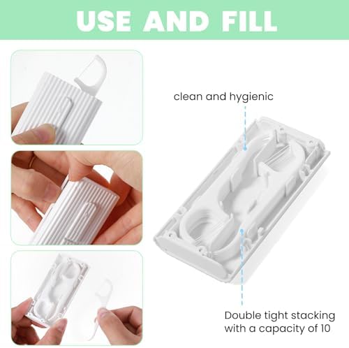 4 Pcs Portable Dental Floss Dispenser Refillable Dental Flossers Case Automatic Travel Floss Pick Organizer Pocket Floss Boxes with 40 Floss Picks for Cleaning Teeth
