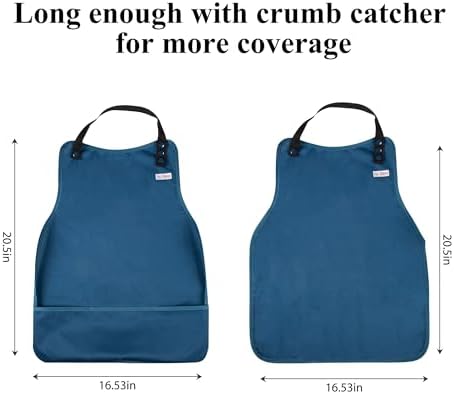 3 Pack Adult Bibs Washable Clothing Protector with Crumb Catcher, Adjustable Reusable Waterproof Large Feeding Adult Bib