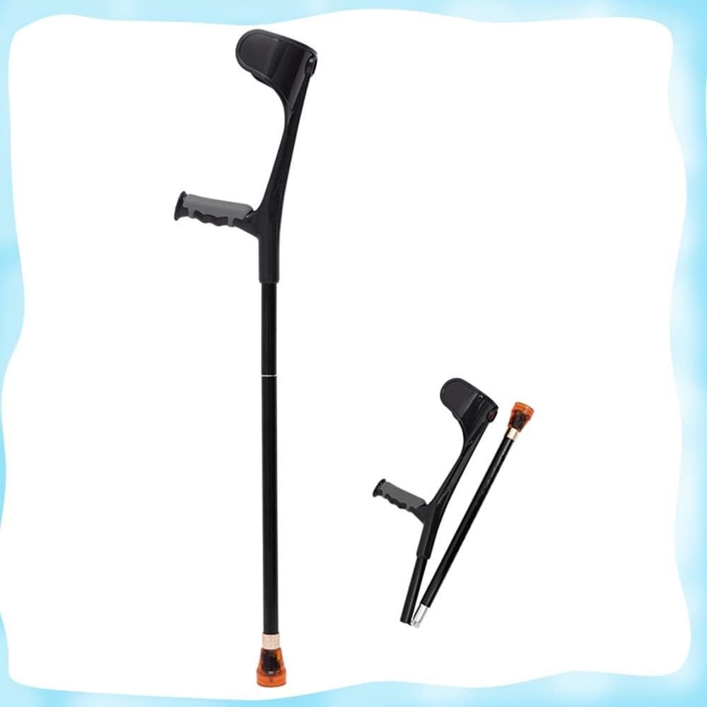 KADEUX Aluminum Adults Crutches, Folding Forearm Crutch Travel Elbow Crutches, Youth Crutches Portable Walker, Height Adjustable, Black (Color : Black)