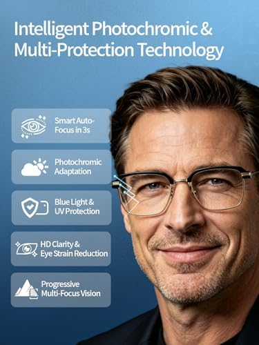 Frameless Smart Zoom Reading Glasses for Men & Women, Auto Focus Distance Near Progressive Multi-focus HD Vision