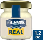 Hellmann's Real Mayonnaise Mini Jars, Condiment for Sandwiches, Salads, Mayo Made with 100% Cage Free Eggs, Gluten Free, 1.2 oz, Pack of 72