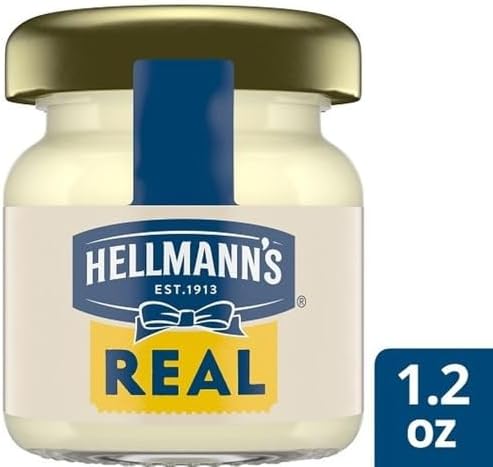 Hellmann's Real Mayonnaise Mini Jars, Condiment for Sandwiches, Salads, Mayo Made with 100% Cage Free Eggs, Gluten Free, 1.2 oz, Pack of 72