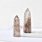AITELEI Large Natural Healing Crystals Wands Stones, 3.9"-4.3" (10-11cm) 6 Faceted Single Point Crystal Prism Wand for Healing Meditation Reiki Chakra Therapy