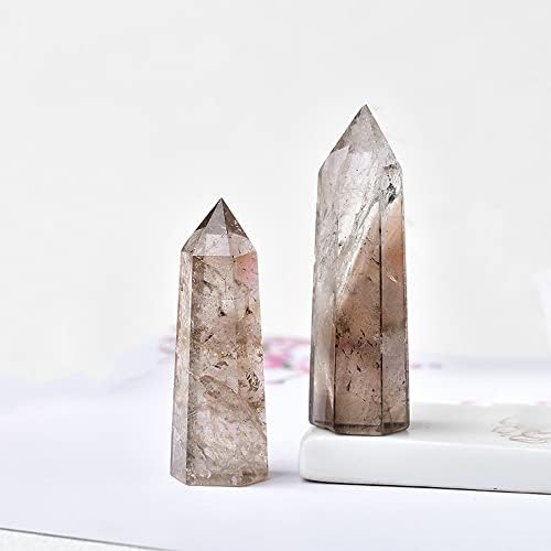 AITELEI Large Natural Healing Crystals Wands Stones, 3.9"-4.3" (10-11cm) 6 Faceted Single Point Crystal Prism Wand for Healing Meditation Reiki Chakra Therapy