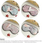 4-Pack Silk Satin Eye Mask Classic Painting Arts Sleep Mask Blindfold for Nap Travelling Party Trational Flowers and Birds Art_4pcs