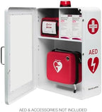 Emergency Medical Station – Wall Mount Cabinet for AEDs, Naloxone, Bleeding Control & First Aid Kits – Public Space Storage Solution – White, Medium (AED & Accessories Not Included)