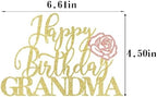 Gold Glitter Happy Birthday Grandma Cake Topper - Best Grandma Ever, Happy Mothers Day Decorations