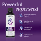 Zhou Organic Black Seed Oil - Black Cumin Seed Oil Cold Pressed, Nigella Sativa, Pure Unrefined Blackseed Liquid, Premium Supplement for Health with Thymoquinone, Omega 3 6 9 - 8 Fl Oz (Pack of 1)