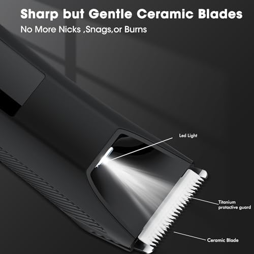 2-in-1 Manscape Trimmer for Men,Body & Groin Hair Trimmers for Men,Bikini Trimmer Women- Wet/Dry Electric Razors for Smooth No-Nick Shaving,IPX7 Waterproof Ball Shaver,LED Display,Black
