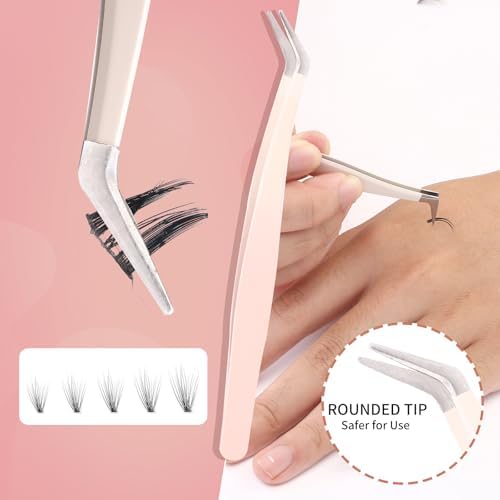 5 Pcs Lash Extension Tweezers, Lash Tweezers for Eyelash Extension, Straight and Curved Eyelash Tweezers, For Professional Eyelash Extension Artists, Girls, Women, Beginners
