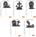 Rsstarxi 30 Pack Halloween Tombstone Cupcake Toppers Glitter RIP Spooky Zombie Graveyard Cupcake Food Picks Decoration for Halloween Horror Birthday Party Cake Decorations