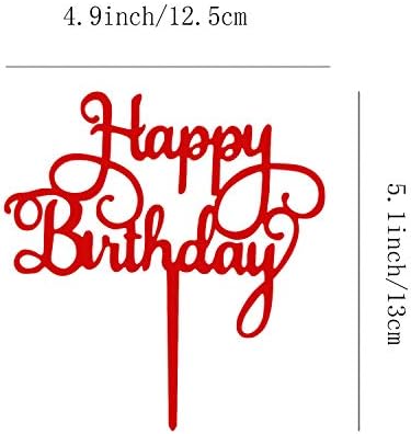 Red Happy Birthday Cake Topper Birthday Party Decorations Supplies