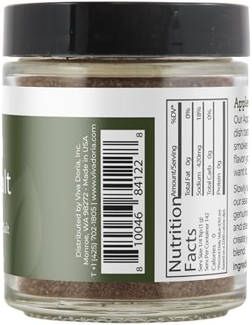 Viva Doria Applewood Smoked Sea Salt - Fine Grain, 5 Oz Glass Jar