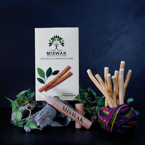 Sticks - Pack of 10 Natural Toothbrush Sticks with Wooden Holder | Sewak Sticks for Teeth | Authentic Peelu Wood (Salvadora Persica) | Teeth Whitening & Gum Strengthening