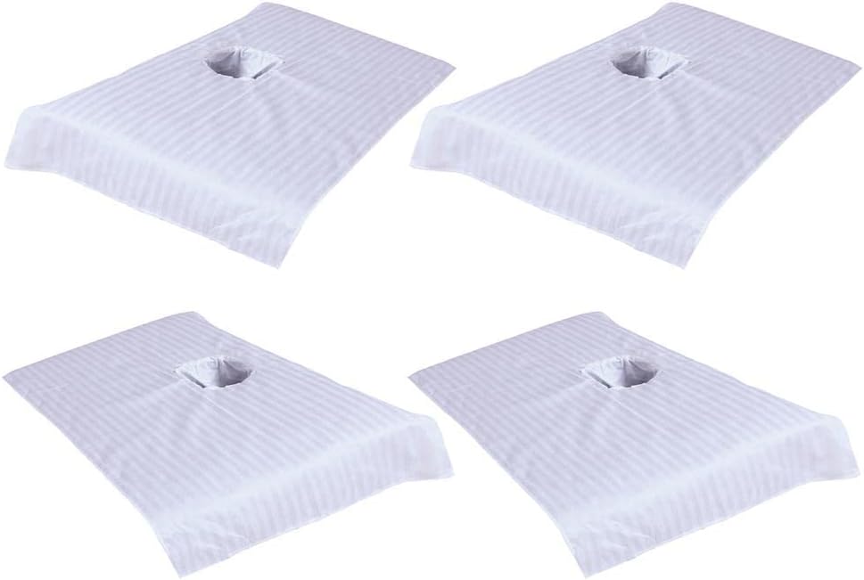 4 Pack Massage Table Soft Cotton Towelling Cover Set with Face Hole - Beauty Bed Spa Sheets for Comfortable Massage Experience, Salon Use, and More
