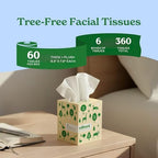 Caboo Tree Free Facial Tissue Paper, Tissue Box with 60 Sheets Per Cube, Total of 6 Cubes, 360 Total Tissues