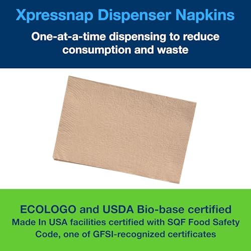 Tork Xpressnap Natural Dispenser Napkin N4, 2-ply, 1/2 Fold, One-at-a-Time Dispensing, 12 x 500, 8.5" x 6.5", 109906