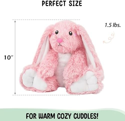 Bunny Microwavable Stuffed Animal – 1.5 lb Unscented Heating Pad Plush, Soft Cozy Bunny Toy for Relaxation and Comfort, Gift for Women, Girls, Adults & Kids by Happy Fuel, Pink